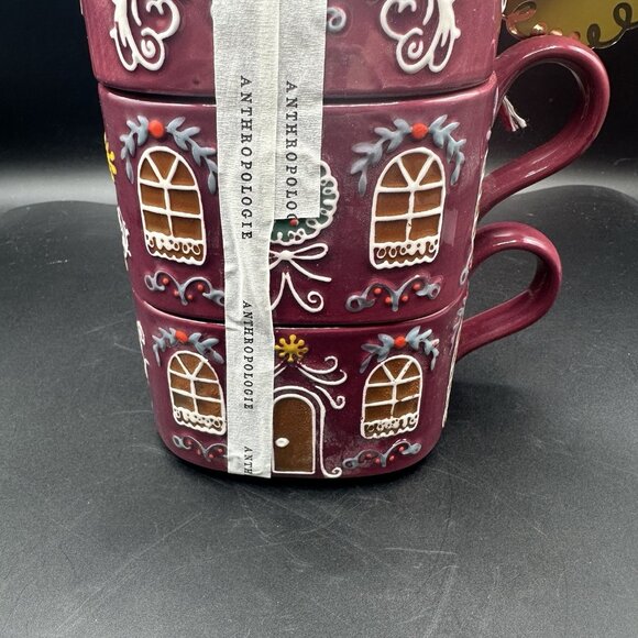 Anthropologie Ginger Ceramic Stoneware Tea For 2 Teapot Mug Set Stackable NEW - Picture 10 of 13